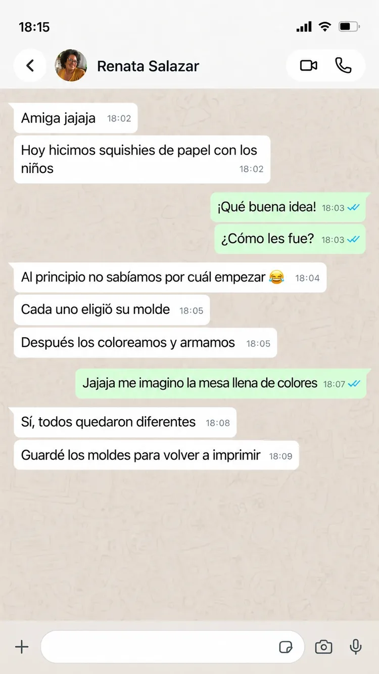 Conversación ilustrativa de Renata Salazar sobre los squishies de papel